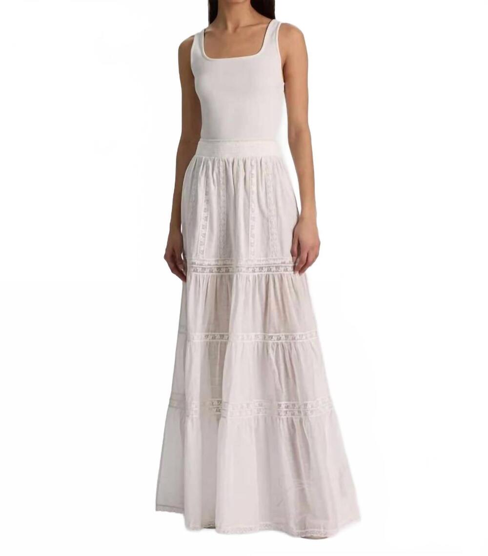 NEW ALICE + OLIVIA kathryn tiered maxi skirt in off white